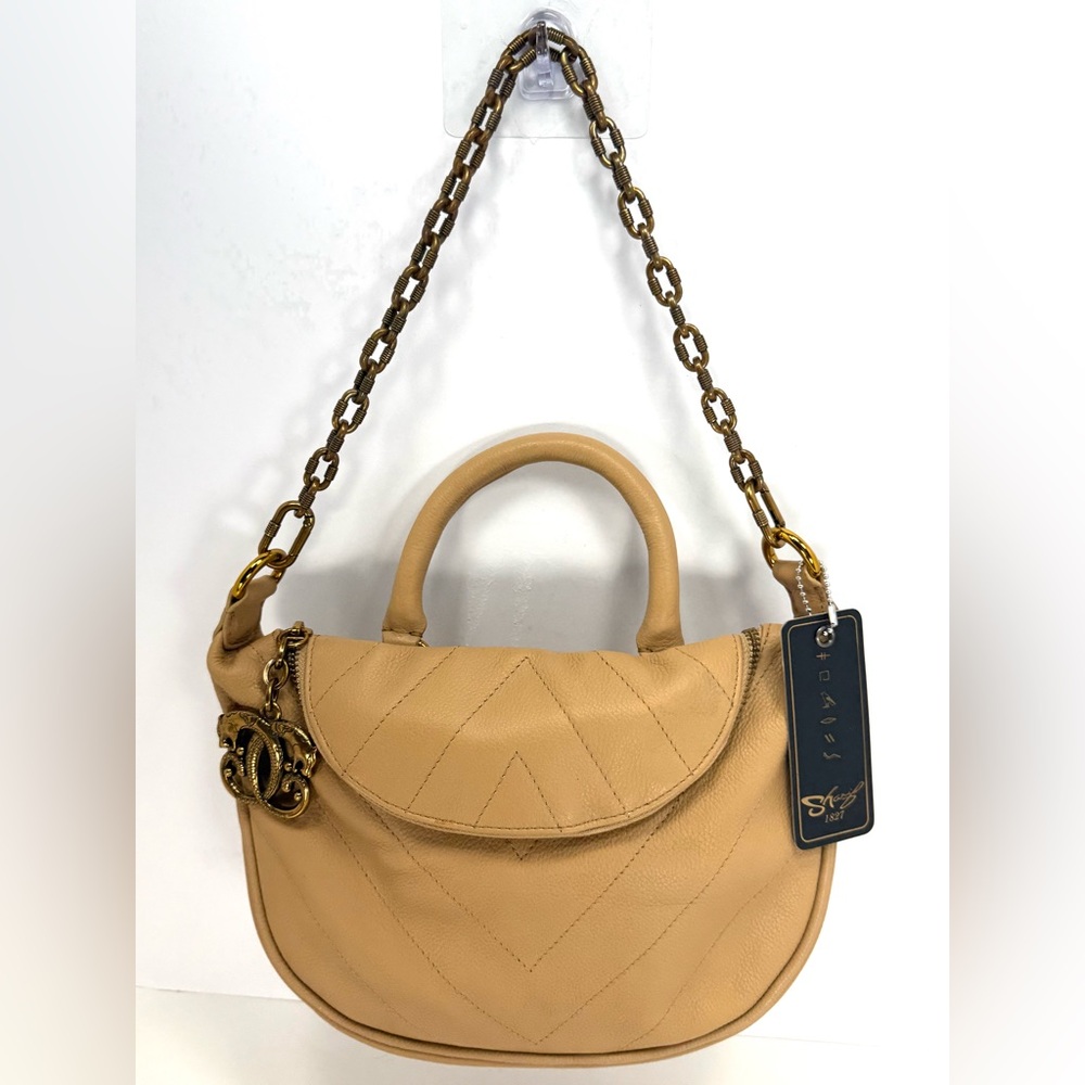 NWT - Beautiful Sharif Quilted Convertible Handbag - Camel